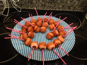 Cake pops con el palito puesto